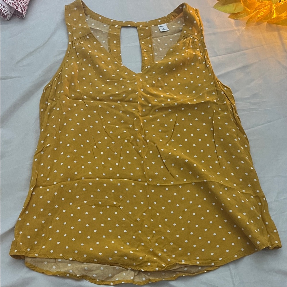 Old Navy Yellow Polka Dot Blouse